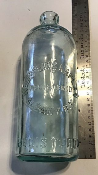 Rare One Quart 1890s Albany Ny Weinstein & Kaplan Hutch Hutchinson Bottle Aqua