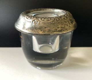 Antique Frank M Whiting Sterling & Glass Inkwell With Ornate Design