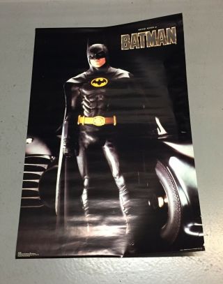 1989 Vintage Batman The Movie Michael Keaton Poster 23 X 34 Inches Authentic