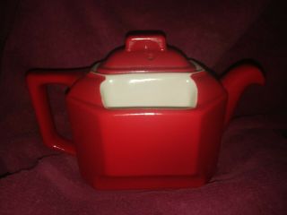 Vtg Htf Rare Hall China Made In Usa Vtg Mark T - Ball Bright Red Tea Pot 3273 Euc