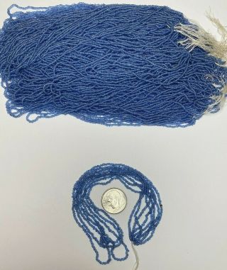 Rare Antique Micro Seed Beads - 16/0 Transparent Marine Blue Hanks 4.  2g - Limited