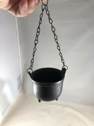 Primitive Vintage Rustic Cast Iron Small Mini Pot Cauldron