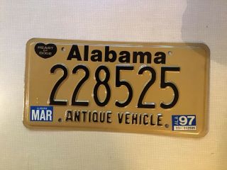 1997 Alabama Antique Vehicle License Plate