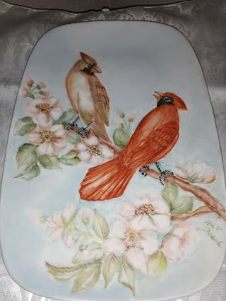 Vintage Porcelain Plate Signed Hand Painted Bird Scene