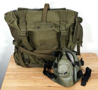 Vintage Rare Wwii Us Army M - 1945 Combat Field Pack Concord Equip Corp & Gas Mask