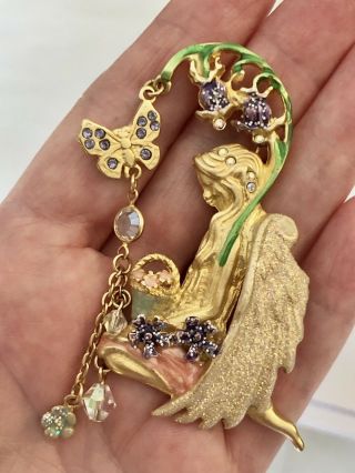 Vintage Kirks Folly Fairy Angel Pin/brooch “bluebell Naomi” Enamel Crystal Rare