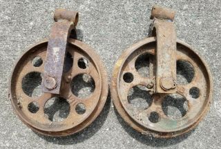 2 Antique Cast Iron Wheels