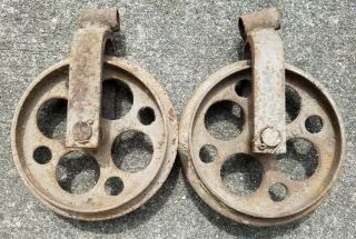 2 Antique Cast Iron Wheels 2
