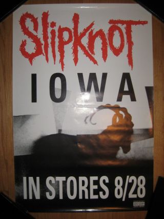 Slipknot Iowa 2001 24x36 " In Stores 8/28 " Release Day Promo Poster Very Rare