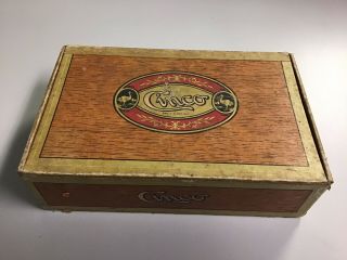 Vintage Antique Cigar Box Cinco With Hanna Barbera Simpson’s Mr.  Magoo Stickers