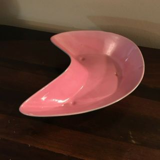 Vintage Ceramic Boomerang Mid Century Bowl Tray Pink Green