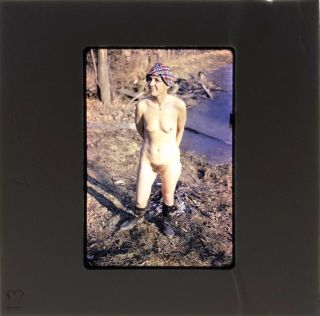 Vintage 35mm Photo Slide Naked Nude Lady Outdoors 1960s Nudist O10
