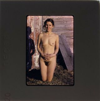 Vintage 35mm Photo Slide Naked Nude Lady Outdoors 1960s Nudist O6