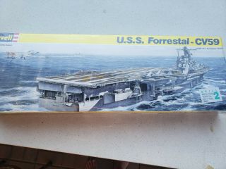 Revell Model Kits Uss Forrestal Cv59 Aircraft Carrier Old Rare Toy Ship Navy