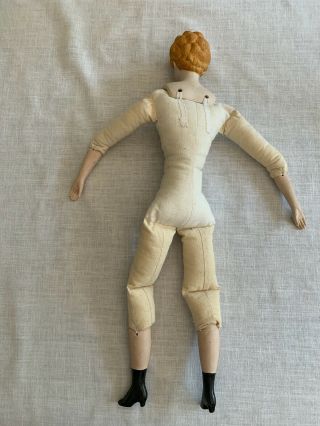 Vintage Bisque Doll with Molded Red Hair,  Blue Eyes,  and Cloth Body 3