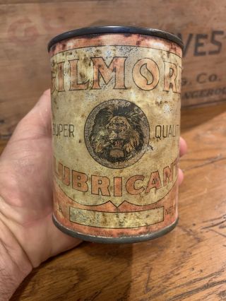 Vintage Rare Gilmore Oil Lions Head Empty Can Monarch Of All