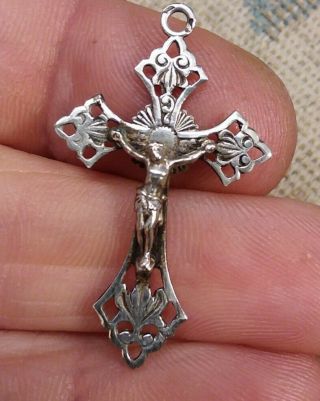 Antique French Sterling 800 Silver Crucifix Pendant