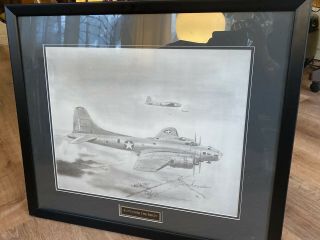 “b - 17’s Over The Reich” Drawing Extremely Rare Signed By Dave Barnhouse