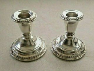 Vtg Frank M.  Whiting Sterling Silver Weighted Candle Holder Set Of (2) - Estate