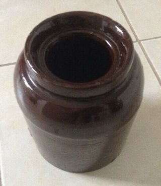 Vintage Salt Glazed Brown Beehive Stoneware Crock Jar No Lid 8.  25 "