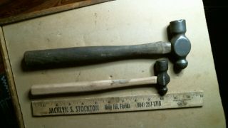 2 Ball Pein Machinist Hammer Maydole antique vintage old small medium 2