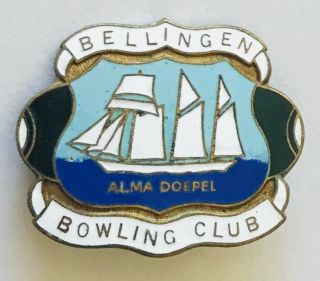 Bellingen Bowling Club Badge Pin Alma Doepel Ship Design Rare Vintage (l21)