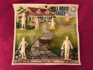 Vintage Marx " Doll House Family " Figures Dog Mib Rare Playset