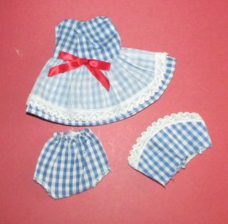 Vintage Vogue Ginny Ginger Clone Dress Hat Panties Blue Gingham With White Lace