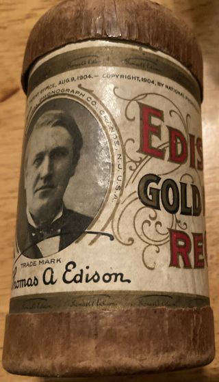 Antique Edison Gold Moulded Cylinder Record Comic Song Clancy’s Wooden Wedding