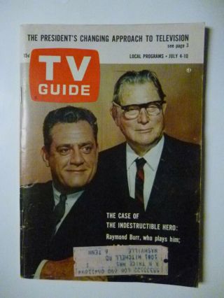 Nashville July 4 1964 Tv Guide Perry Mason E Stanley Gardner Jimmy Dean Mr Novak