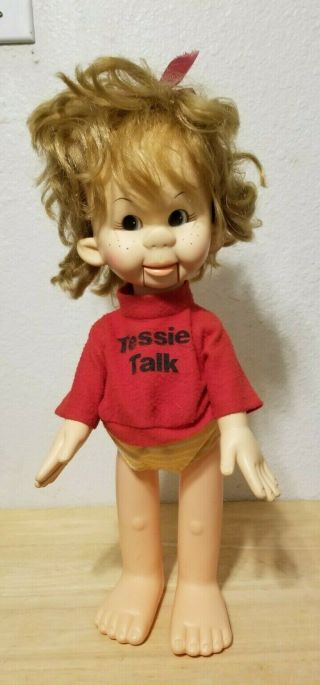 Vintage Cute 1974 Horseman Tessie Talks Girl Ventriloquist Standing Doll 18”