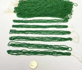 Rare Italian Antique Micro Seed Beads - 16/0 Spearmint Leaf Green Greasy 3g Hanks