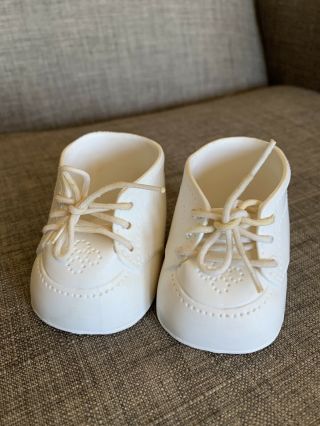 Authentic Vintage Cabbage Patch Doll Shoes White High Top Tie Laces Sneaker Cpk