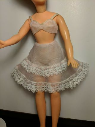 Vintage Ideal Tammy Doll Lingerie Pink And White Lace Petticoat,  Bra,  Panty Set