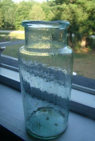 Antique,  Crude Civil War Period Whittled Bottle - Applied Finish/hinge Mold Base