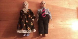 Vintage Porcelain Bisque Dollhouse Dolls - Man Woman Mother Father 6 "