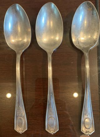 (3) Louis Xvi Oneida Community Silver Triple Plus Flatware 8 " Spoons No Monogram