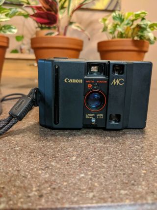 Rare Near 1984 Canon Mc 35mm F/2.  8 Film Camera Vtg Auto Focus Point Shoot