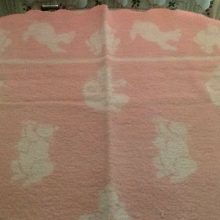 Vintage Pink Baby,  Doll Blanket,  With Bears.