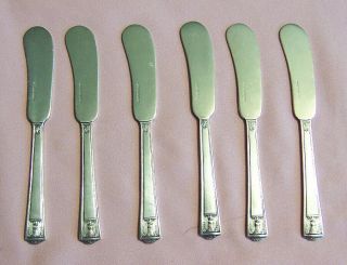 6 Vintage Holemes And Edward Century Silver Plate Individual Butter Knives,  1923