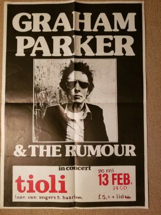 Graham Parker And The Rumour Extremely Rare Concert Poster Amsterdam 1977