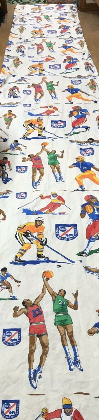 14 Yards Vintage Fabric “abc Wide World Of Sports “ Rare.
