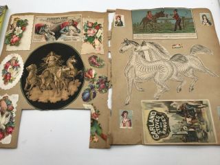 4 Antique Victorian Scrapbook Pages Die Cut Trade Card Garland Stoves Valentine