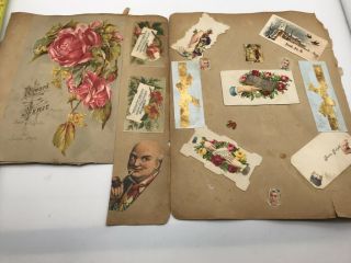 4 Antique Victorian Scrapbook Pages Die Cut Trade Card Garland Stoves Valentine 2