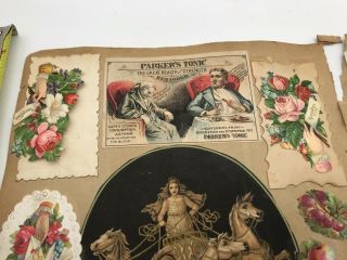 4 Antique Victorian Scrapbook Pages Die Cut Trade Card Garland Stoves Valentine 3
