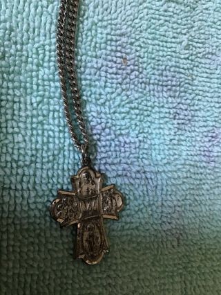 Antique Sterling Religious Cross Necklace