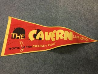 Vintage Rare The Cavern Liverpool Mersey Beat Beatles Pennant Banner