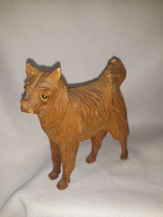 Vintage Primitive Folk Art Carved Wood Dog Figurine Labrador 5.  5 " Tall
