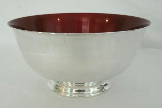 Vintage Reed & Barton 103 Deep Red Enamel Silver Plate Footed Bowl 6 - 1/2 "