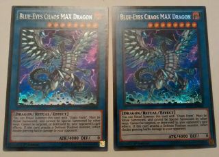 Yugioh 2x Blue - Eyes Chaos Max Dragon - (mvp1 - Ens04) - Secret Rare (nm)